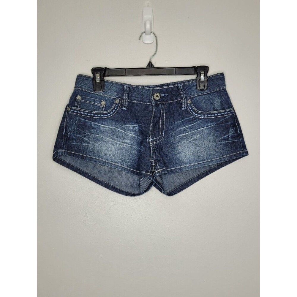 Y2k YMI dark blue micro mini low rise party jean shorts size 7